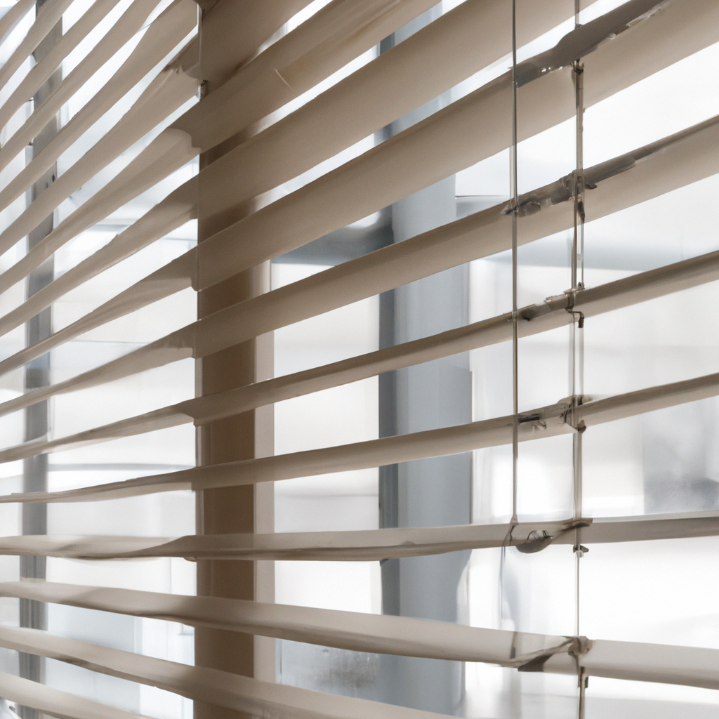 Eco-friendly sustainable window treatments made from recycled materials in a commercial setting