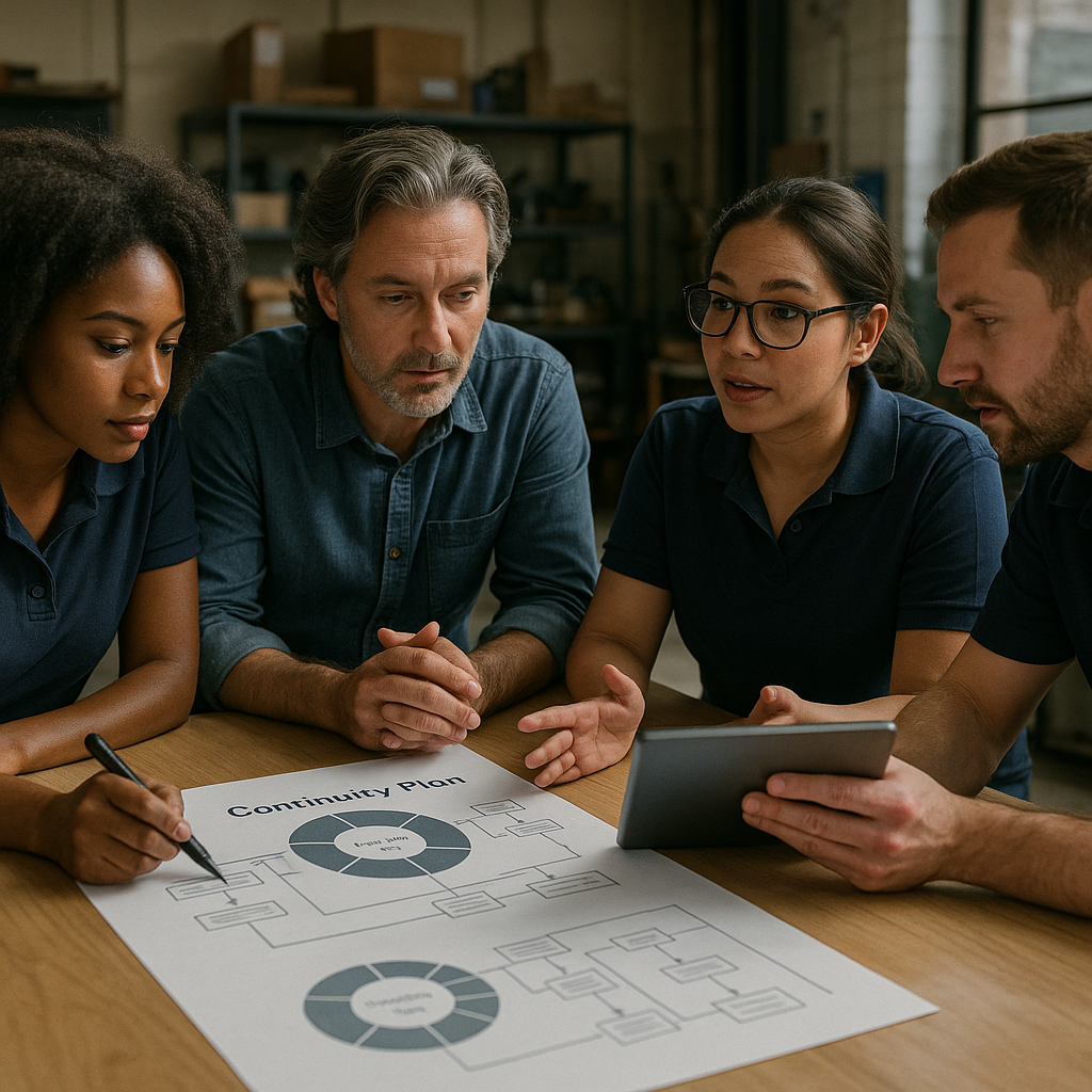 Team workshop developing continuity plans to build digital resilience for small businesses
