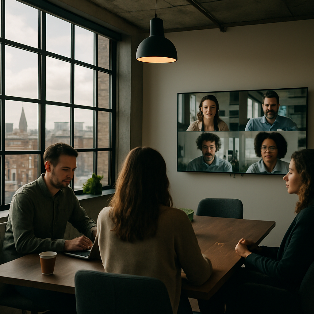 Team in a meeting room inside one of the UK’s remote work hubs