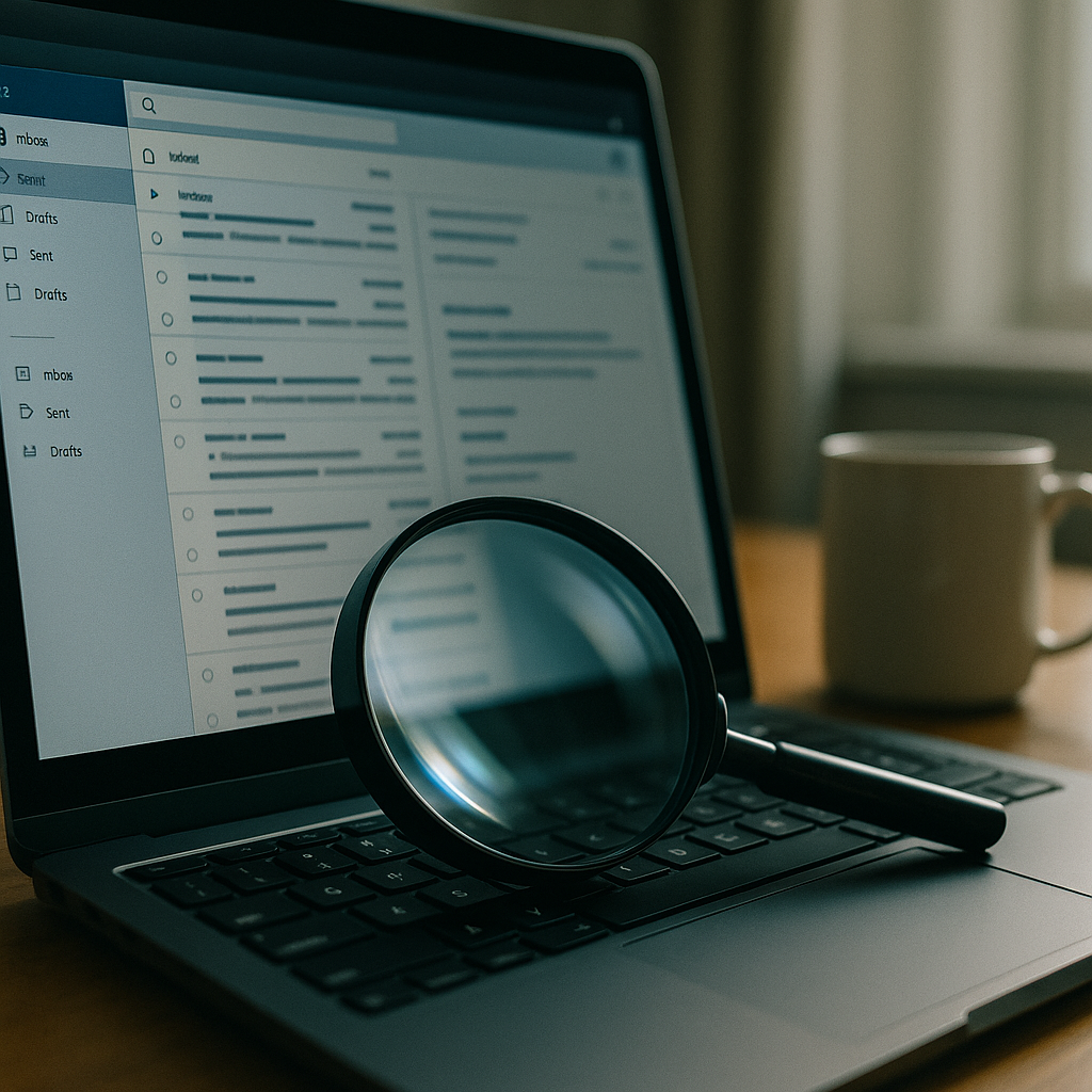 Close-up of email client on screen illustrating email privacy surveillance concerns