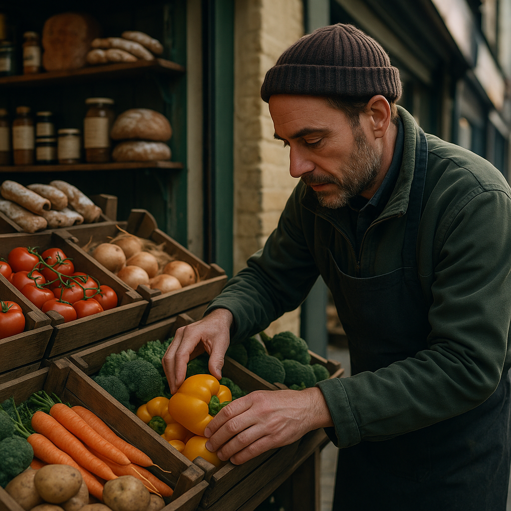 Independent trader on a British high street as part of the high street reinvention movement